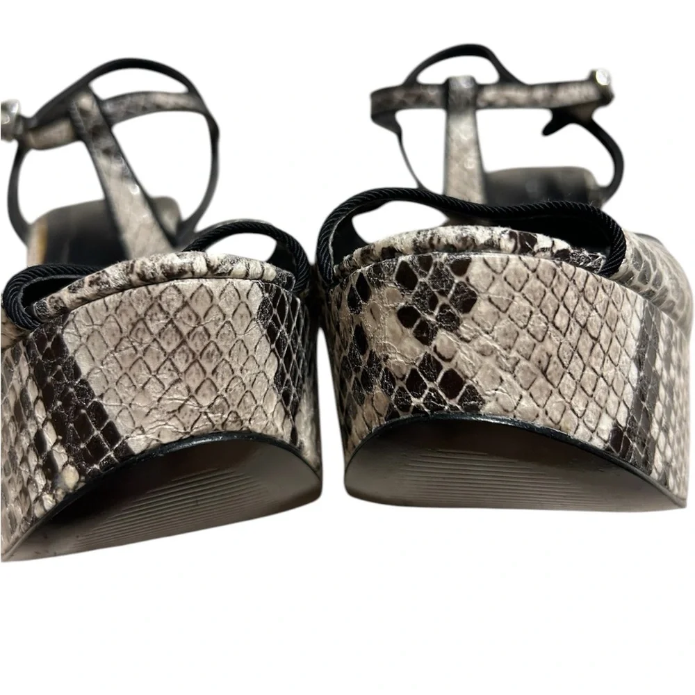 BCBGeneration Snakeskin Print Slingback 5” Platform Heels